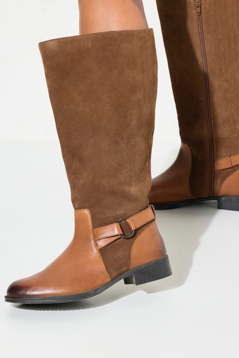 Lederstiefel, XXL-Schaft, Wechselfußbett, Weite H