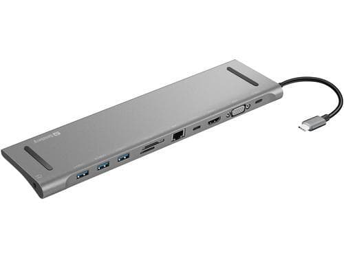 USB-C 10-i-1 dockingstation, alu