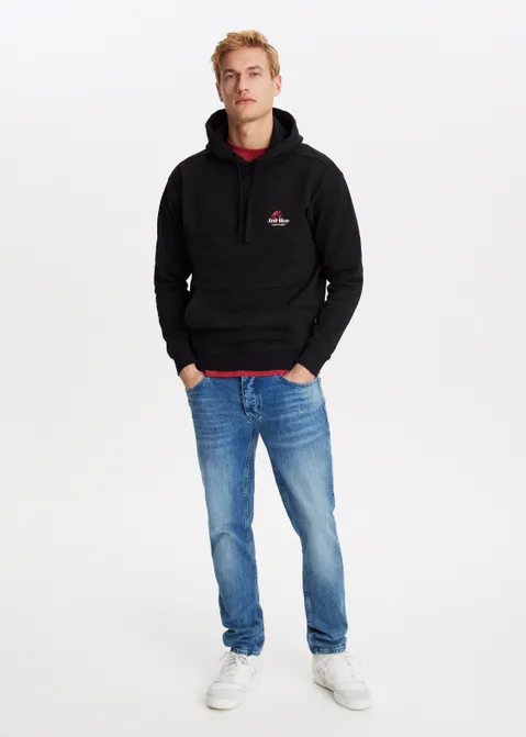 Hoodie met bloemen applicatie zwart (ZWART)