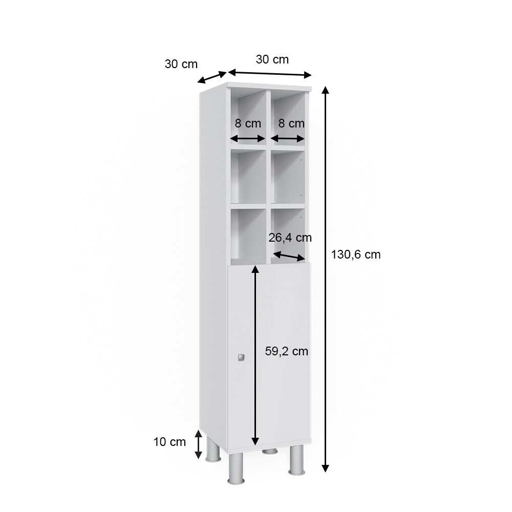 Vicco Badschrank Fynn Midischrank 8 Fächer Hochschrank Badezimmerschrank Bad