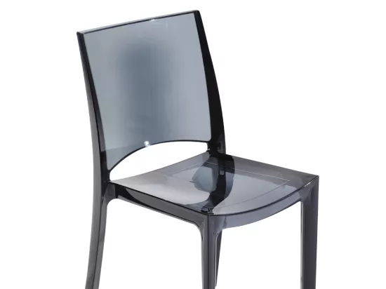 Lot de 2 chaises empilables HELLY - Polycarbonate plein - Gris ardoise