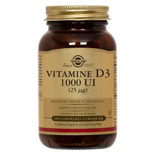 Solgar Vitamina D3 1000 UI 100 comprimidos mastigáveis