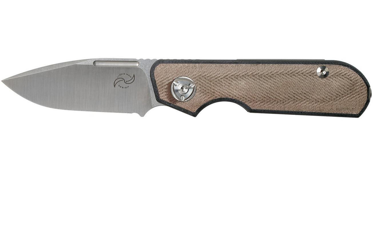 Liong Mah Traveller Spearpoint Green Canvas Micarta zakmes