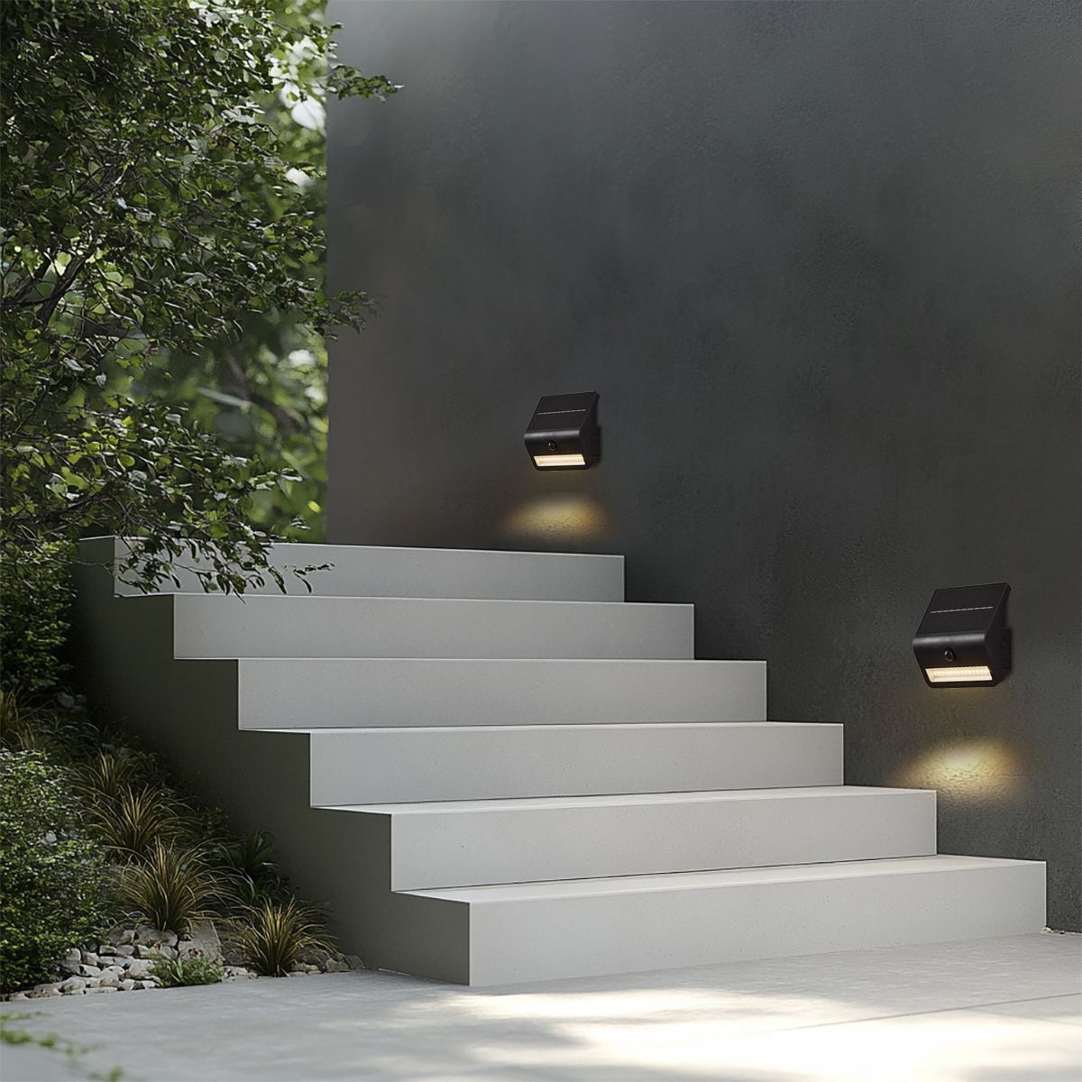 Buiten wandlamp zwart incl. LED IP54 met bewegingsensor solar - Floody
