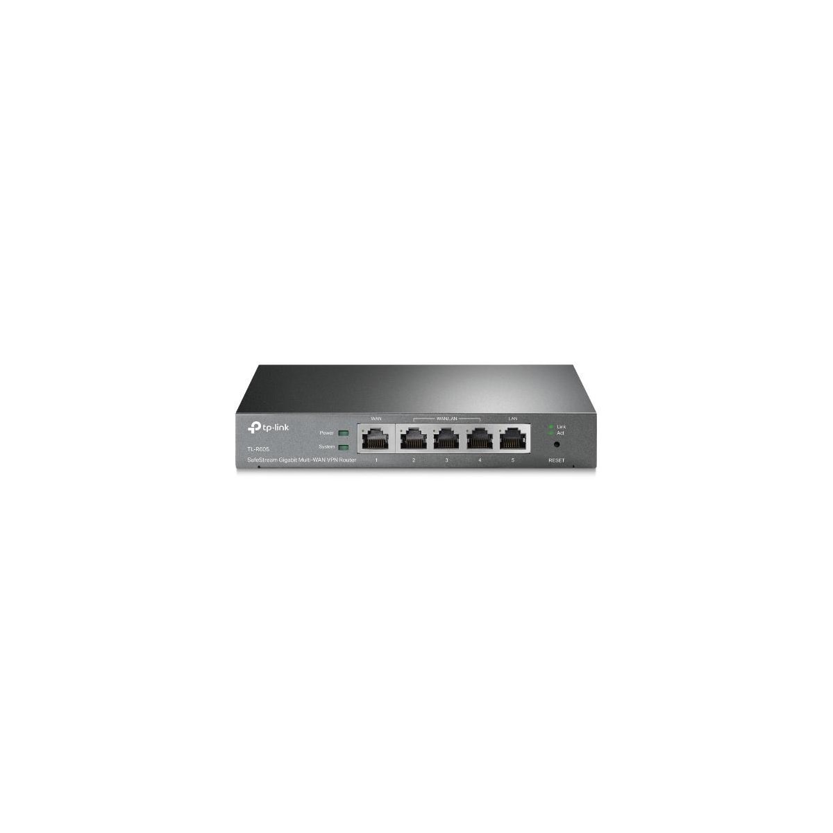 TP-LINK SafeStream Multi-WAN VPN-ruter TL-R605 802.1q, 10/100/1000 Mbit/s, Ethernet LAN (RJ-45) porter 1 Fast Gigabit LAN-port, 3 utskiftbare Gigabit WAN/LAN-porter, 1 fast Gigabit WAN Havn