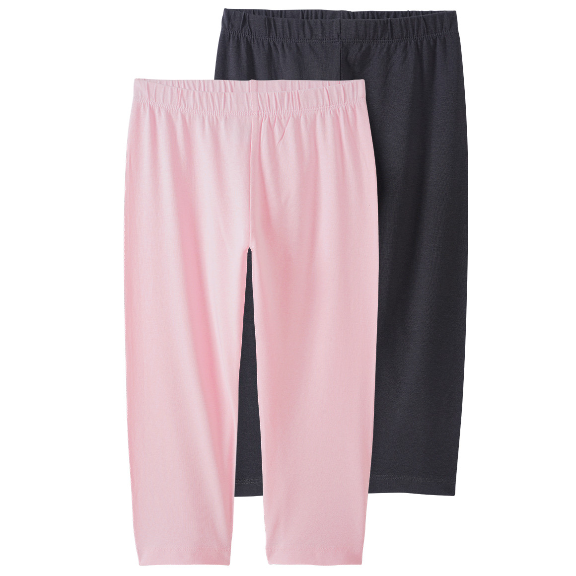 Famy 2 Mädchen Capri-Leggings im Basic-Look dunkelgrau / hellrosa