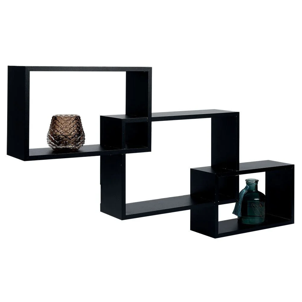 Lot de 3 étagères rectangulaires en bois noir
