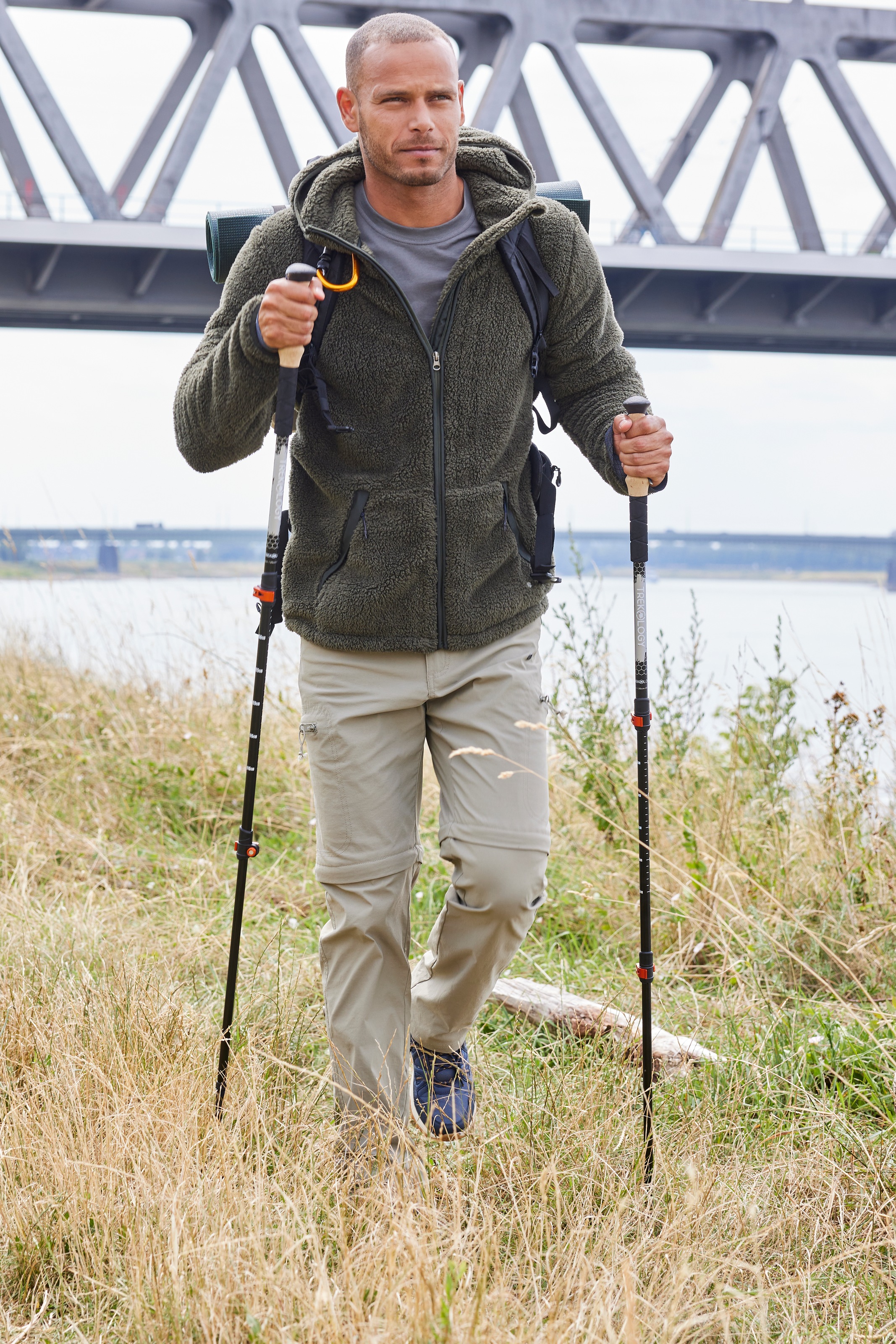 John Devin Kapuzenstrickjacke , in weichem Teddyfleece
