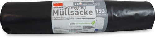 Quickpack Schwergut - Sack schwarz  150 Ltr. gigant stark