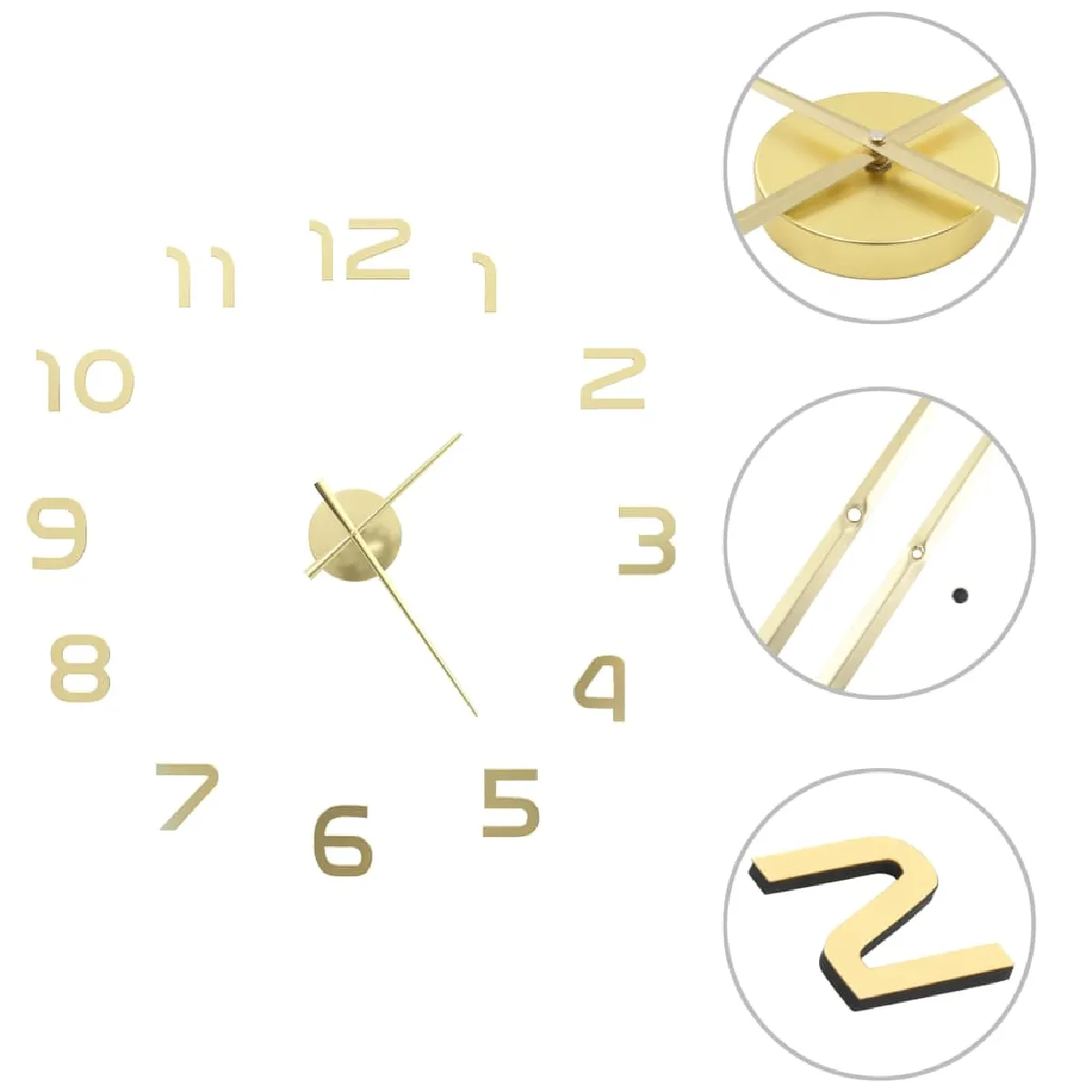 Decoshop26 Horloge 3D Doré - Ø100 cm