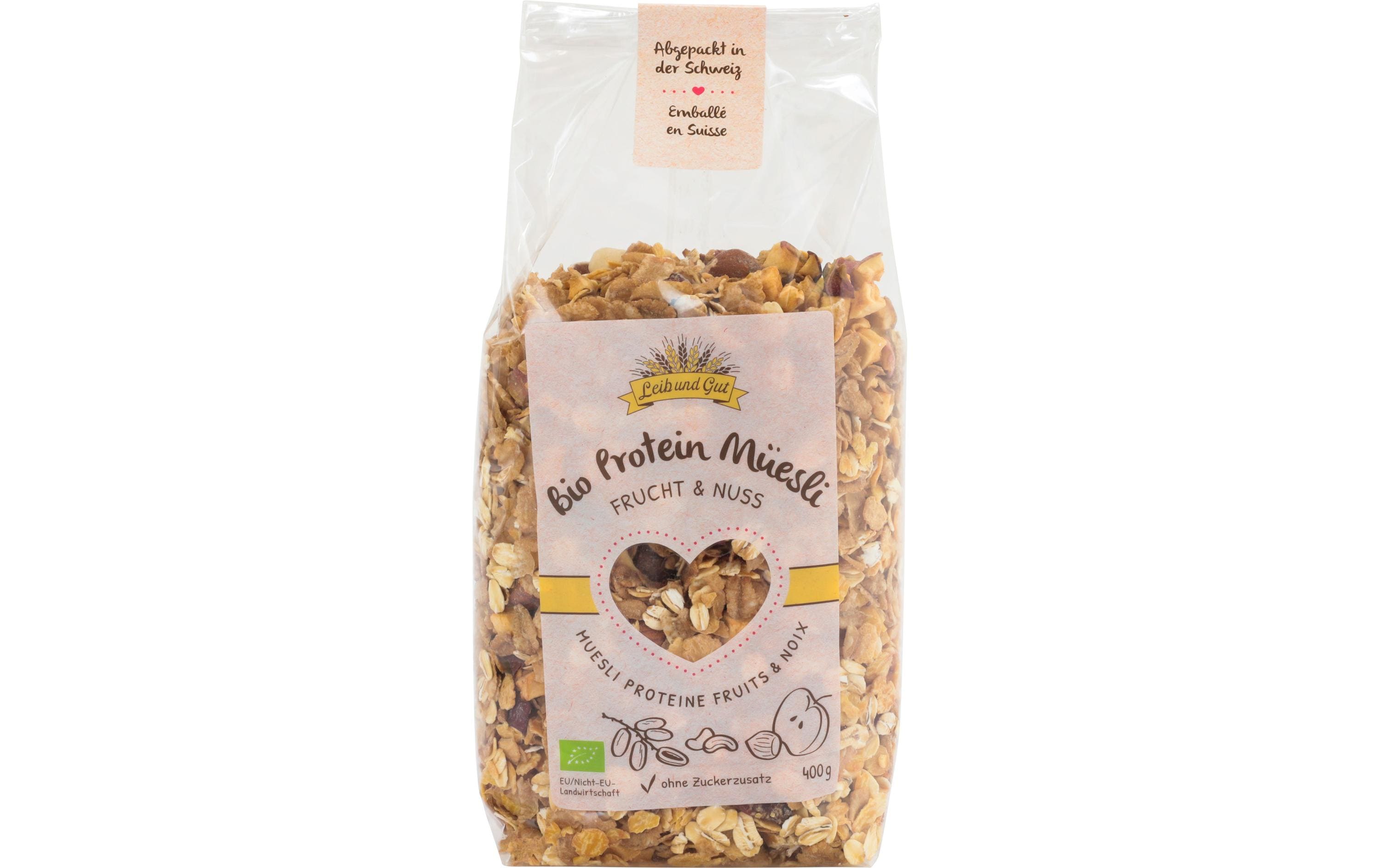 Müesli Bio Protein Frucht und Nuss 400 gKnuspermüesli mit Früchten und Nüssen in Bio-Qualität