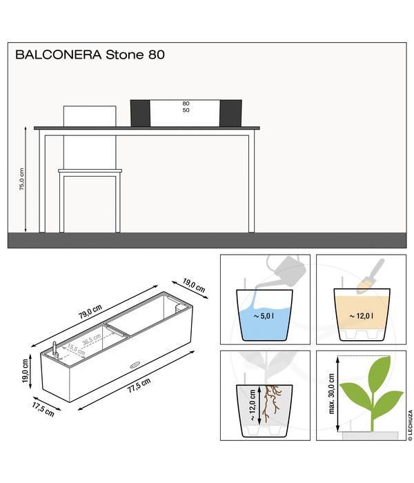 LECHUZA® Kunststoff-Kasten Balconera Stone,