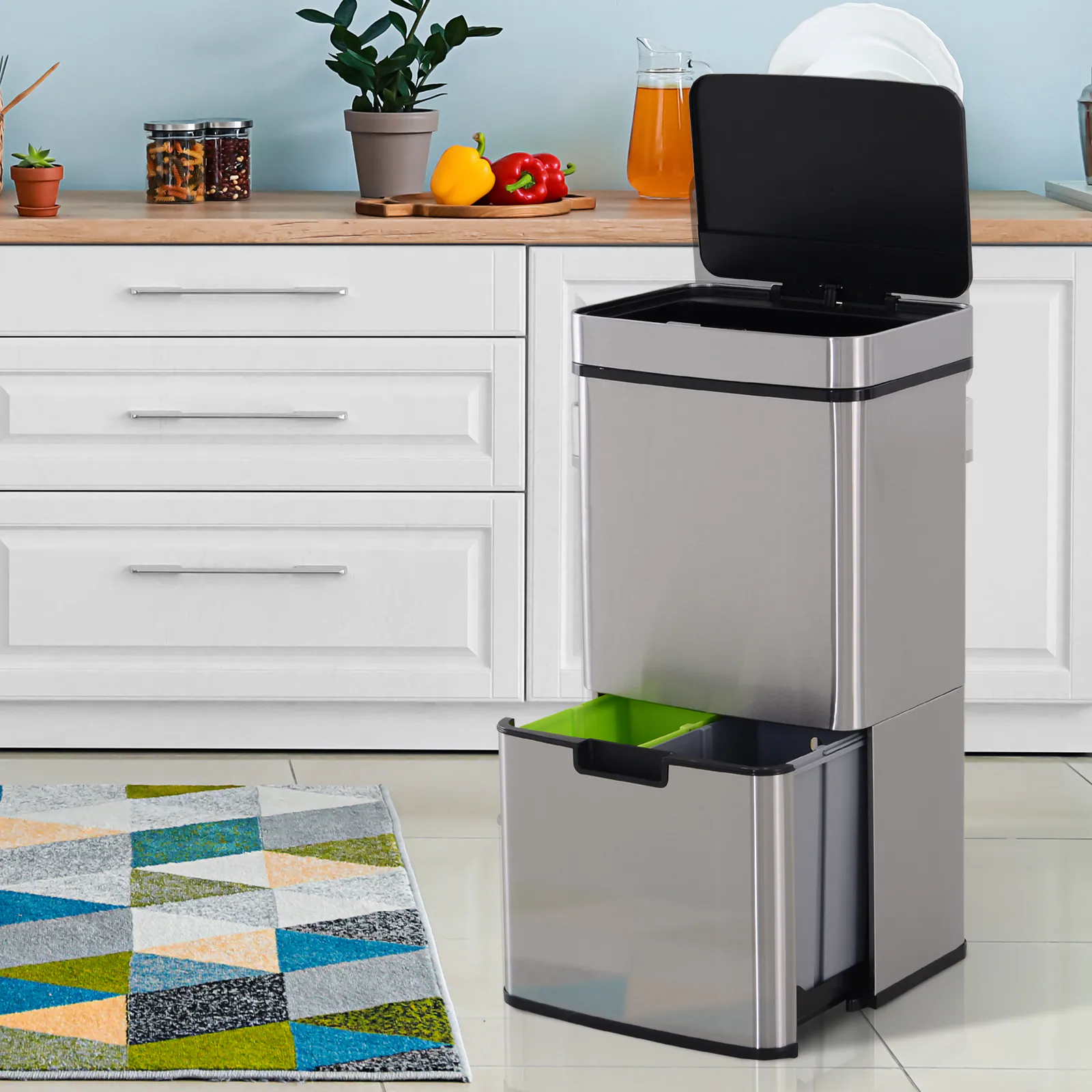 HOMCOM Abfalleimer mit Sensor silber 42 x 30 x 81 cm (LxBxH)