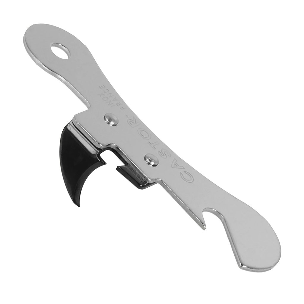 Ouvre-boîtes lame acier trempé corps inox 9cm