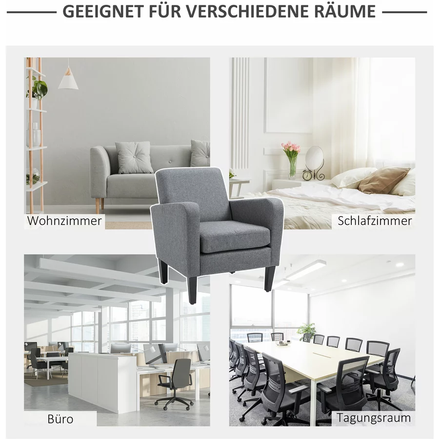 HOMCOM Einzelsessel zum Relaxen hellgrau