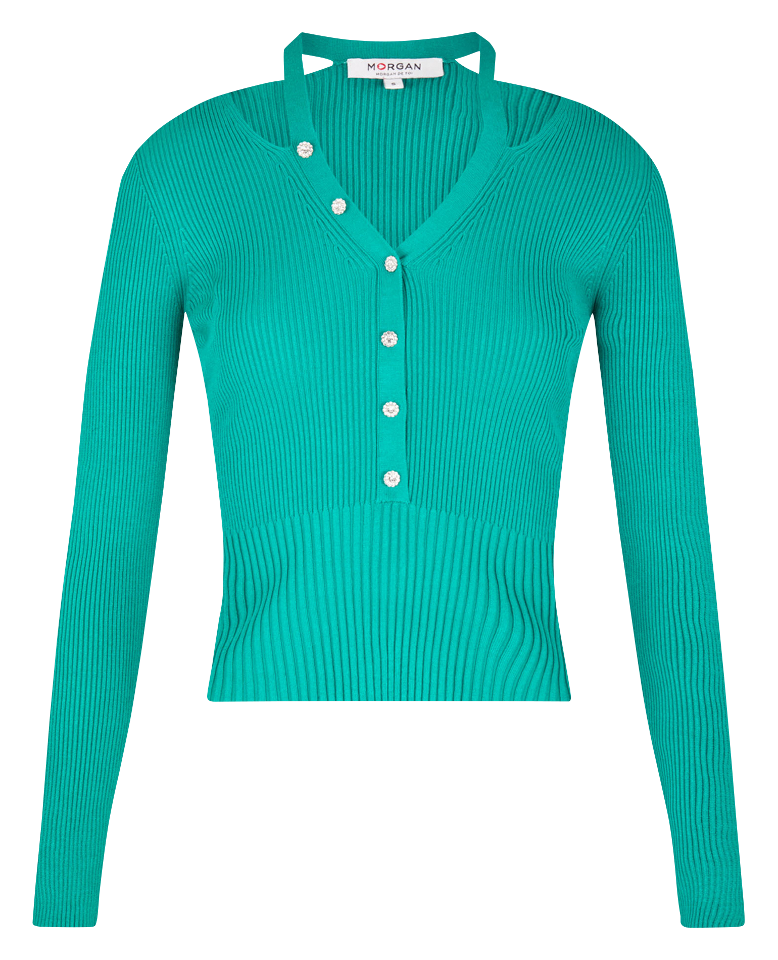 MYRIAM - Pull boutonné en maille | Vert