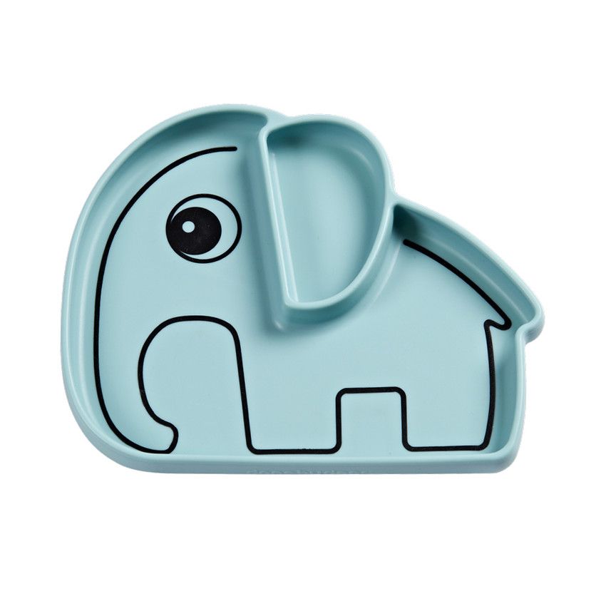 Assiette antidérapante silicone - Elphee Bleu - Ecru