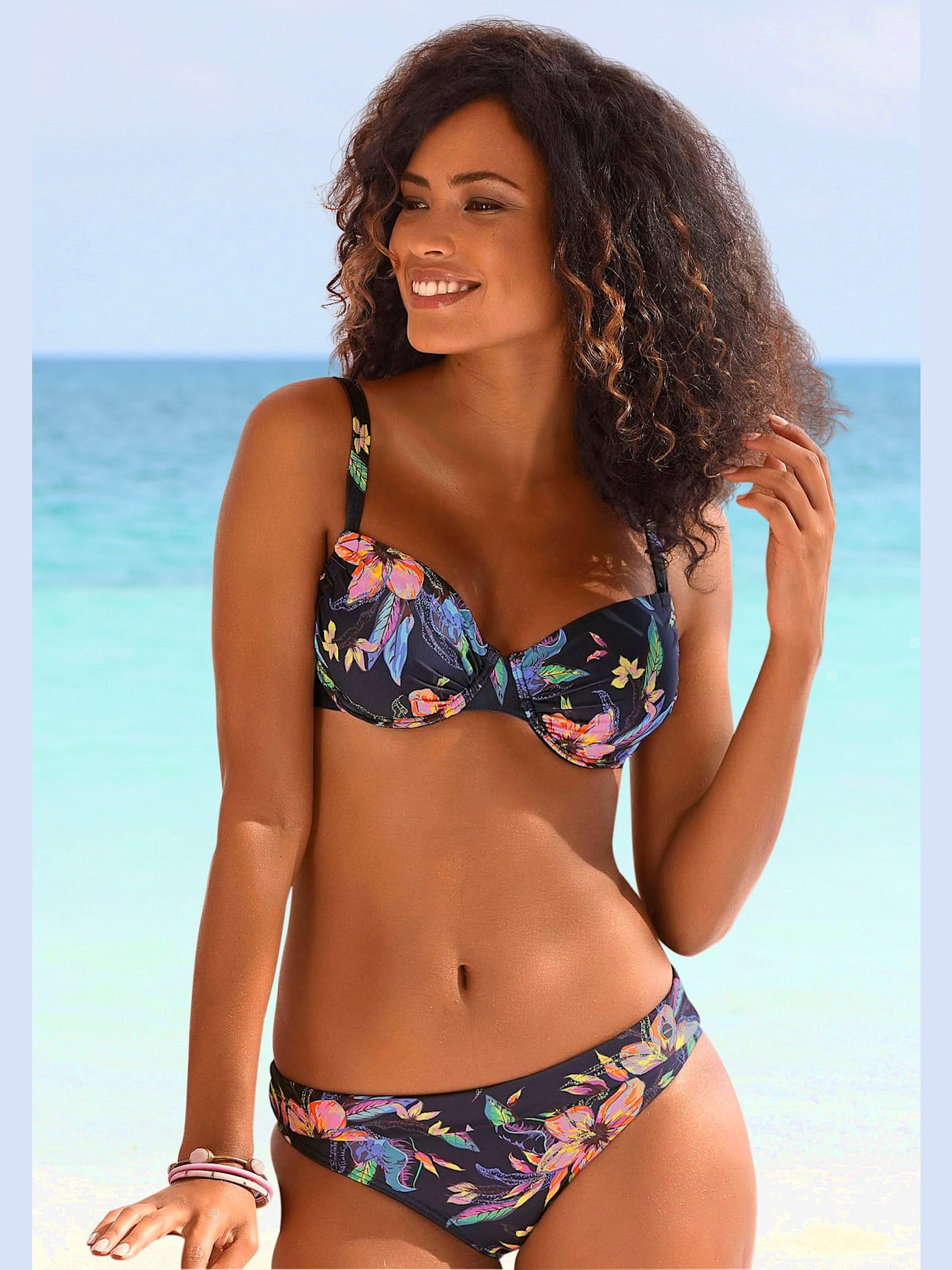 Haut de maillot de bain à armatures design floral