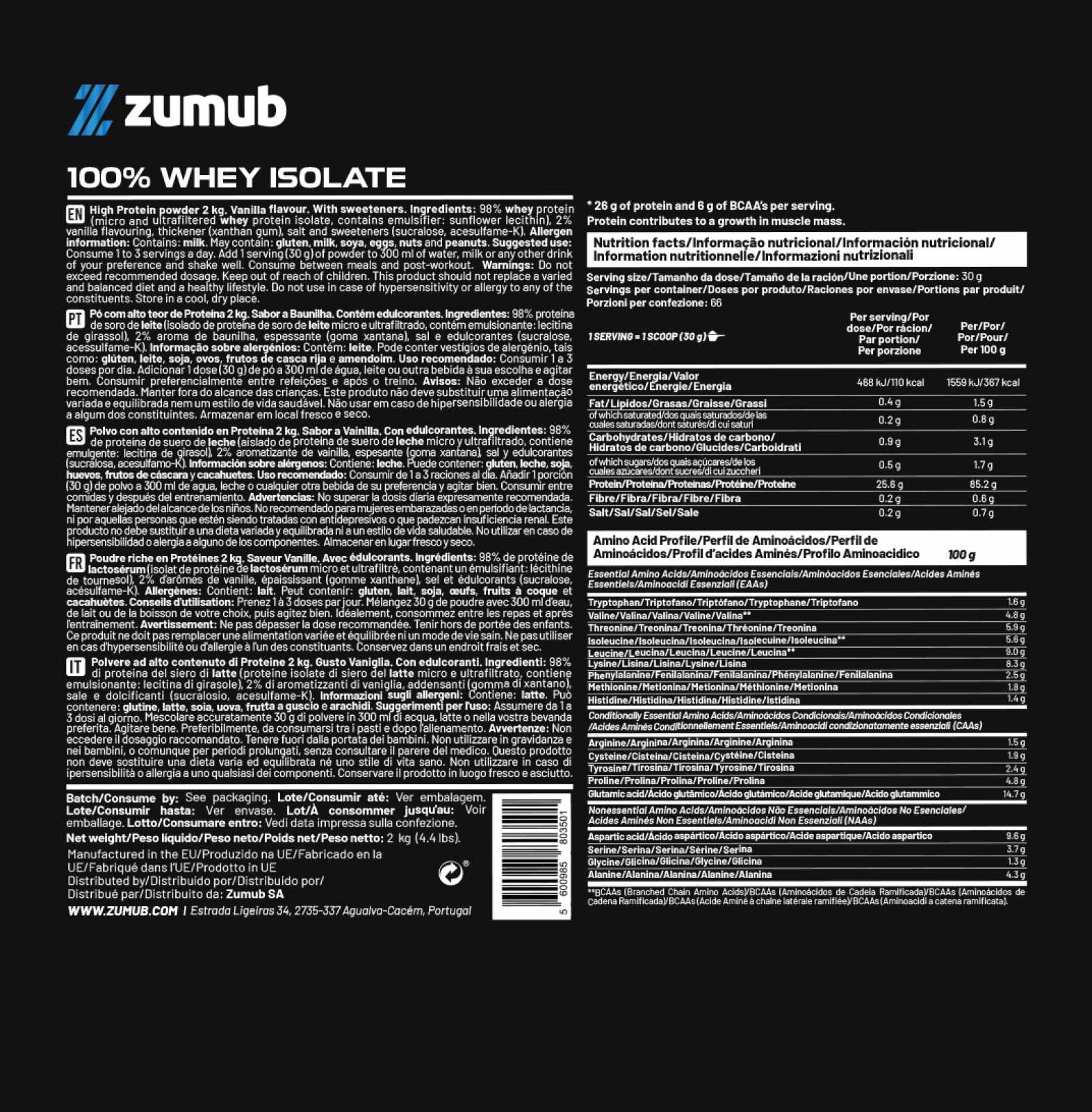 Zumub 100% Whey Isolate 30g
