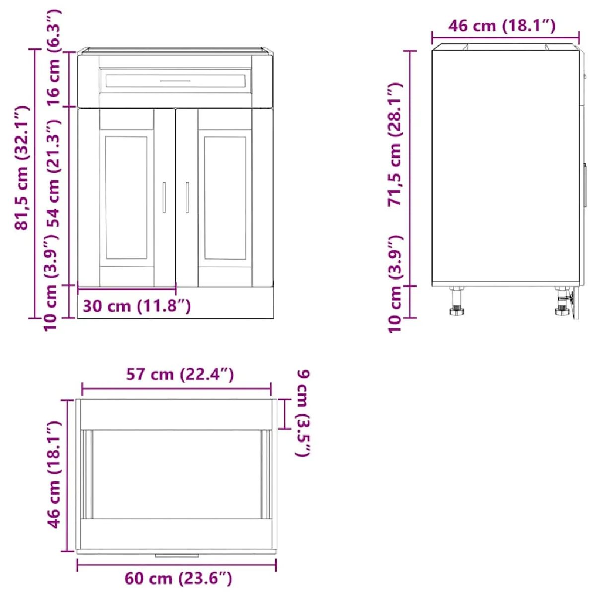 vidaXL Armoire de cuisine Porto gris béton