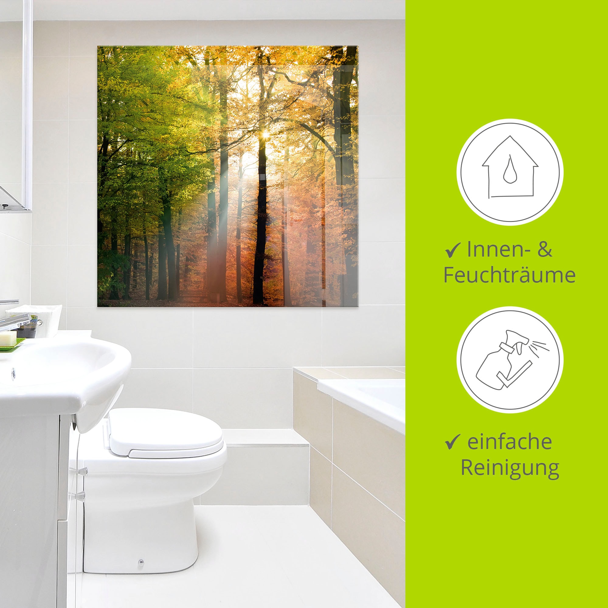 Artland Glasbild »Schöner Herbsttag 2« Wald 1 Stk. tlg. in verschiedenen Grössen