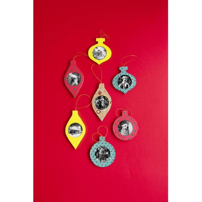 Cadre boule ronde de Noël à suspendre 9,5cm - Kraft