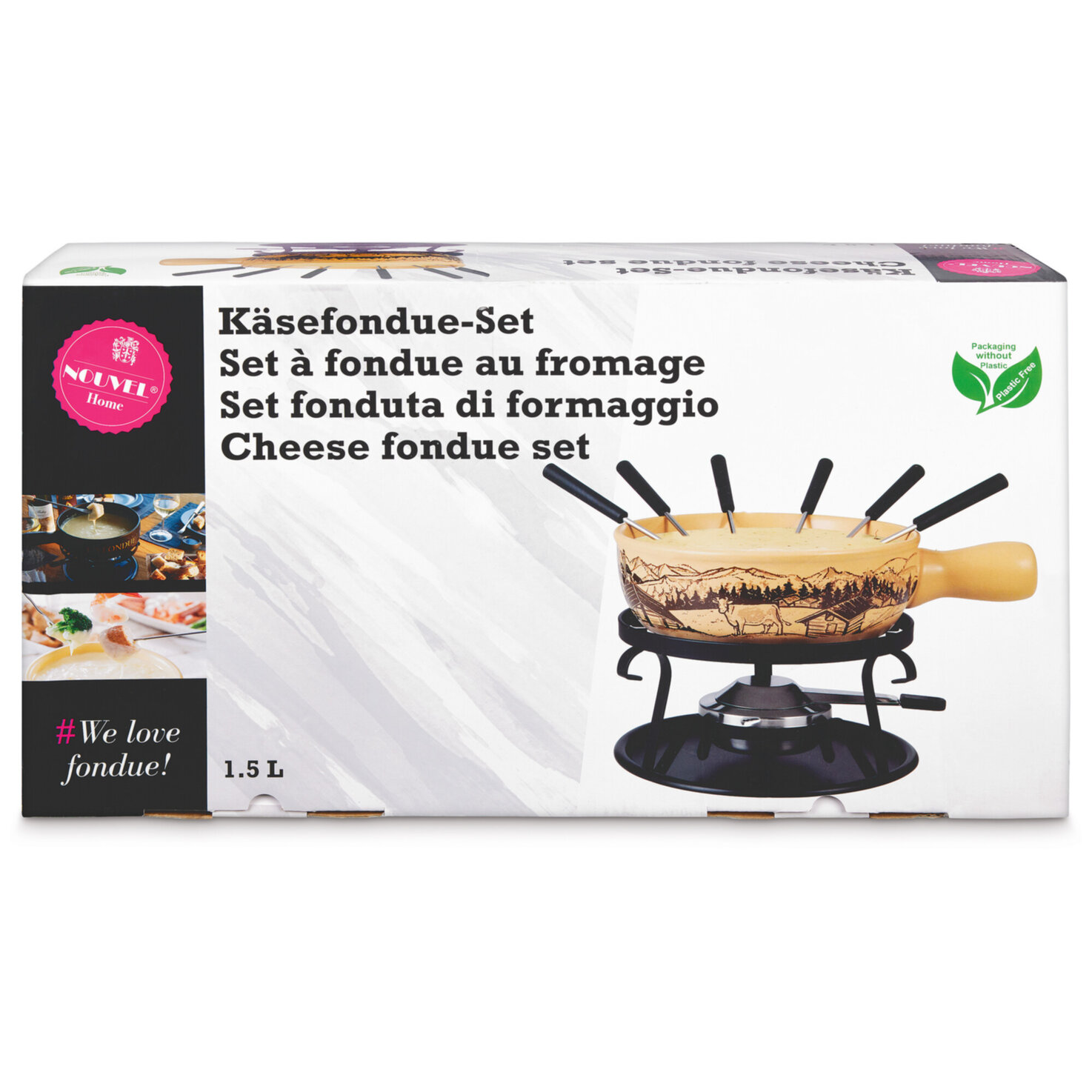 Käsefondue-Set Kuh Keramik beige 9 Stück