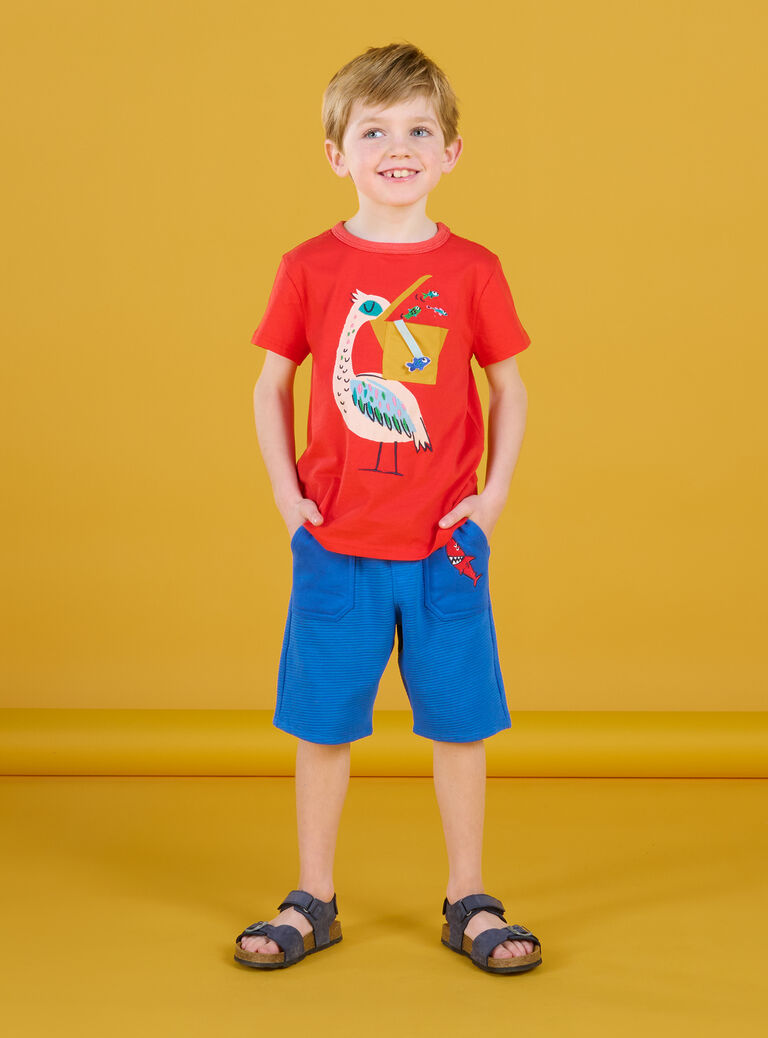 T-shirt rouge à animation pélican