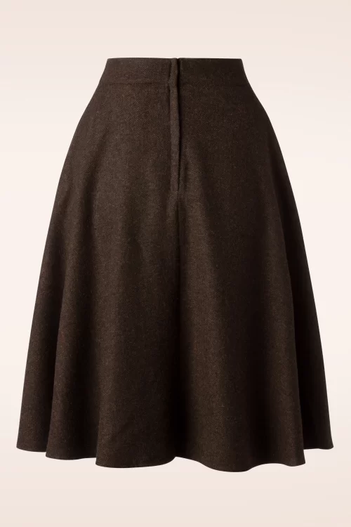 Banned Retro Shirley swing rok in visgraat bruin