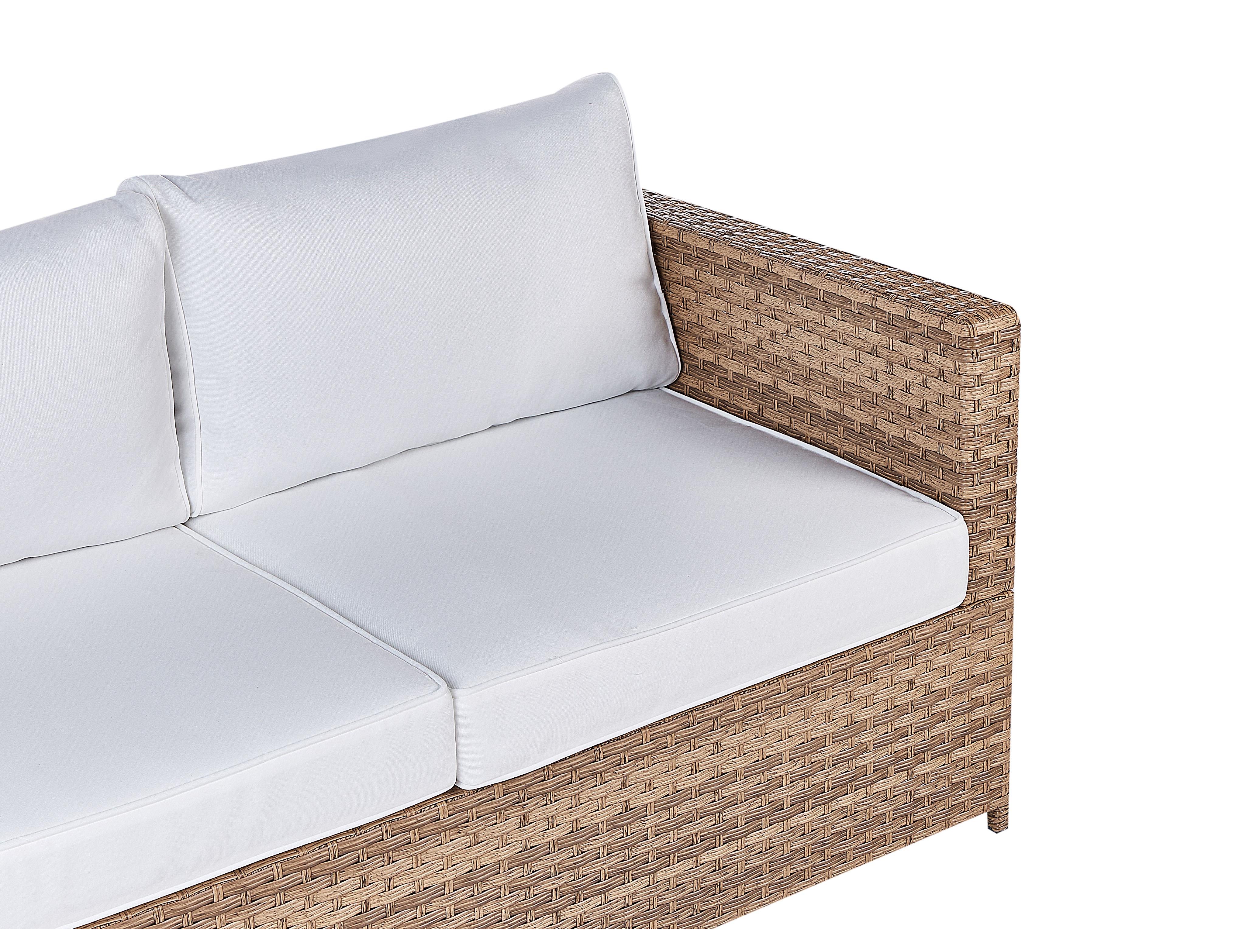 Tuin hoekloungeset met tafel 4-zits AVOLA linkszijdig PE rotan Gebroken wit