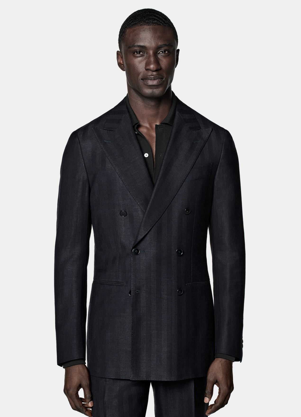 Costume Havana coupe Tailored bleu marine à chevrons