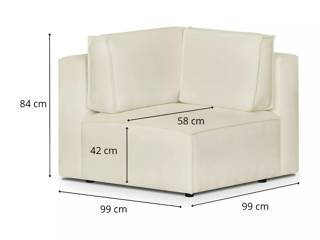Module d'angle à droite en tissu bouclé écru - Harper Mod