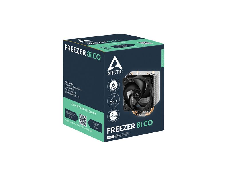 Arctic Cooling CPU-Kühler Freezer 8i CO Kompakter Intel CPU-Kühler für Dauerbetrieb