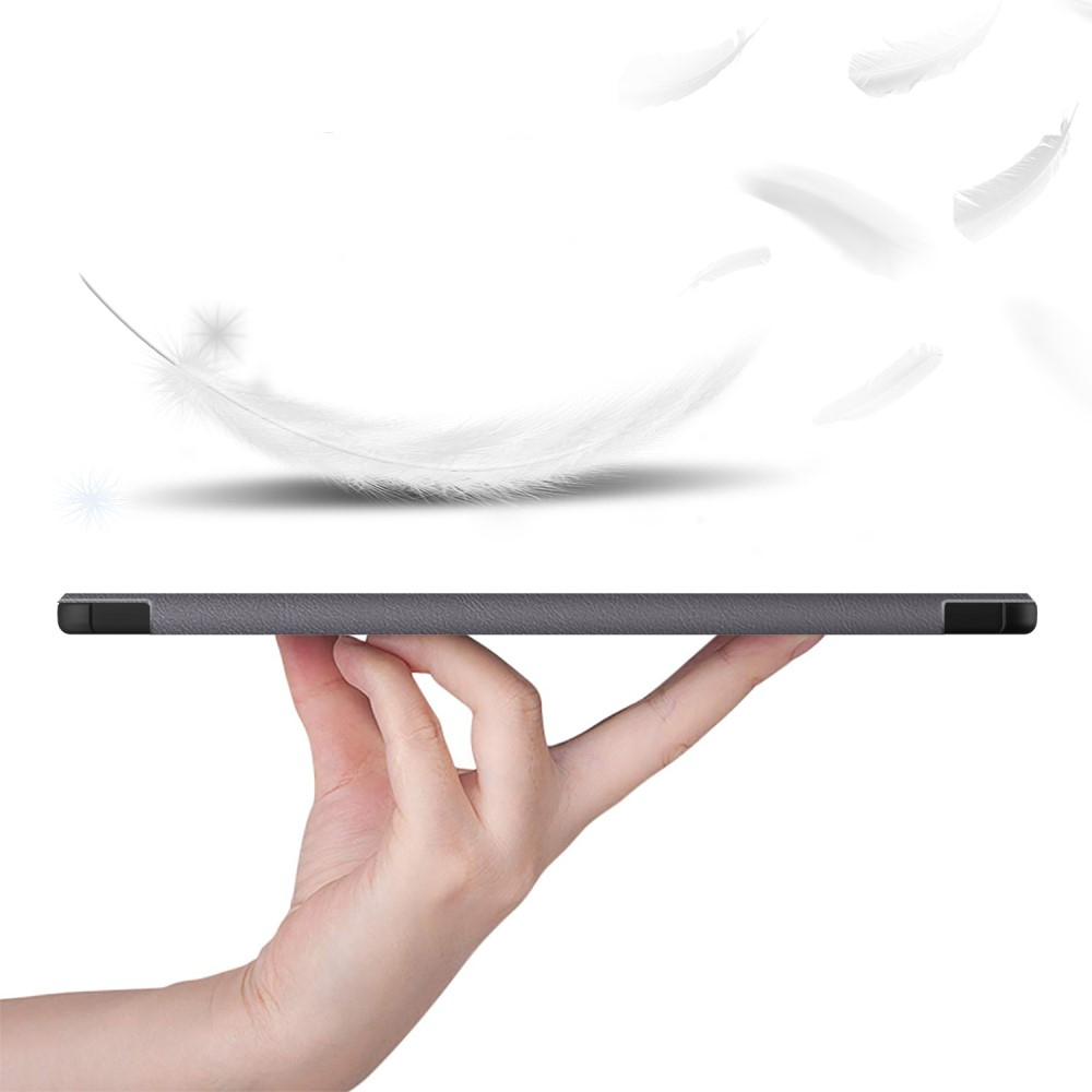 Samsung Galaxy Tab S9  Plus Leder Tasche Smart Cover Hülle Litchi Look   S-Pen Halterung - Grau