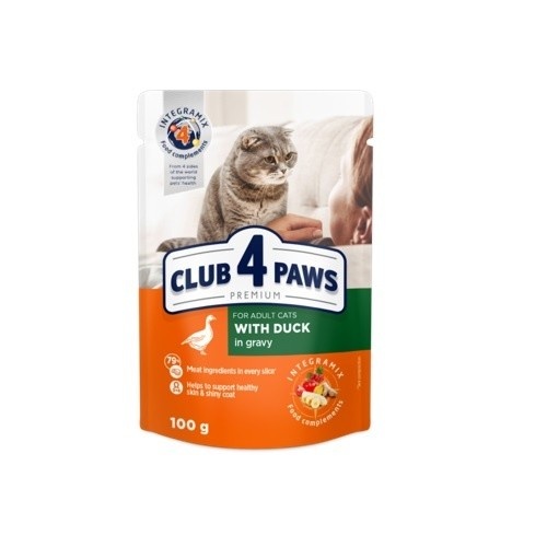 Ração úmida Club 4 Paws sabor pato ao molho para gatos adultos
