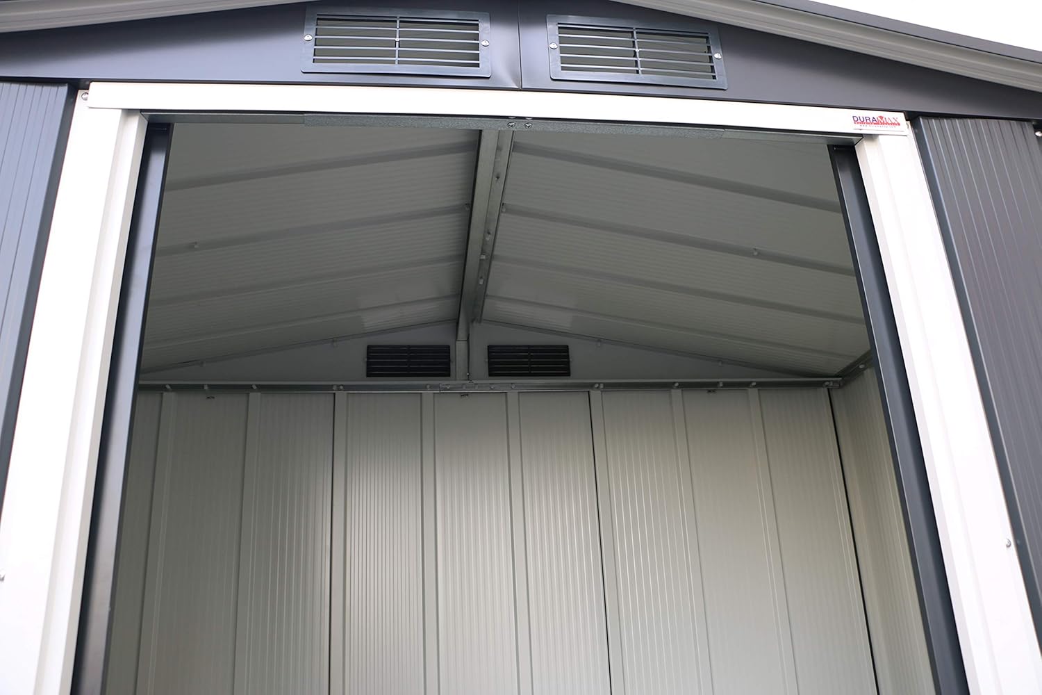 Duramax ECO 6 x 4 (2.17 m²) Metallgerätehaus, feuerverzinktes Metall gerätehaus - Geräteschuppen, verstärkte Dachkonstruktion, wartungsfreier und wetterfester Metallschuppen, Anthrazit