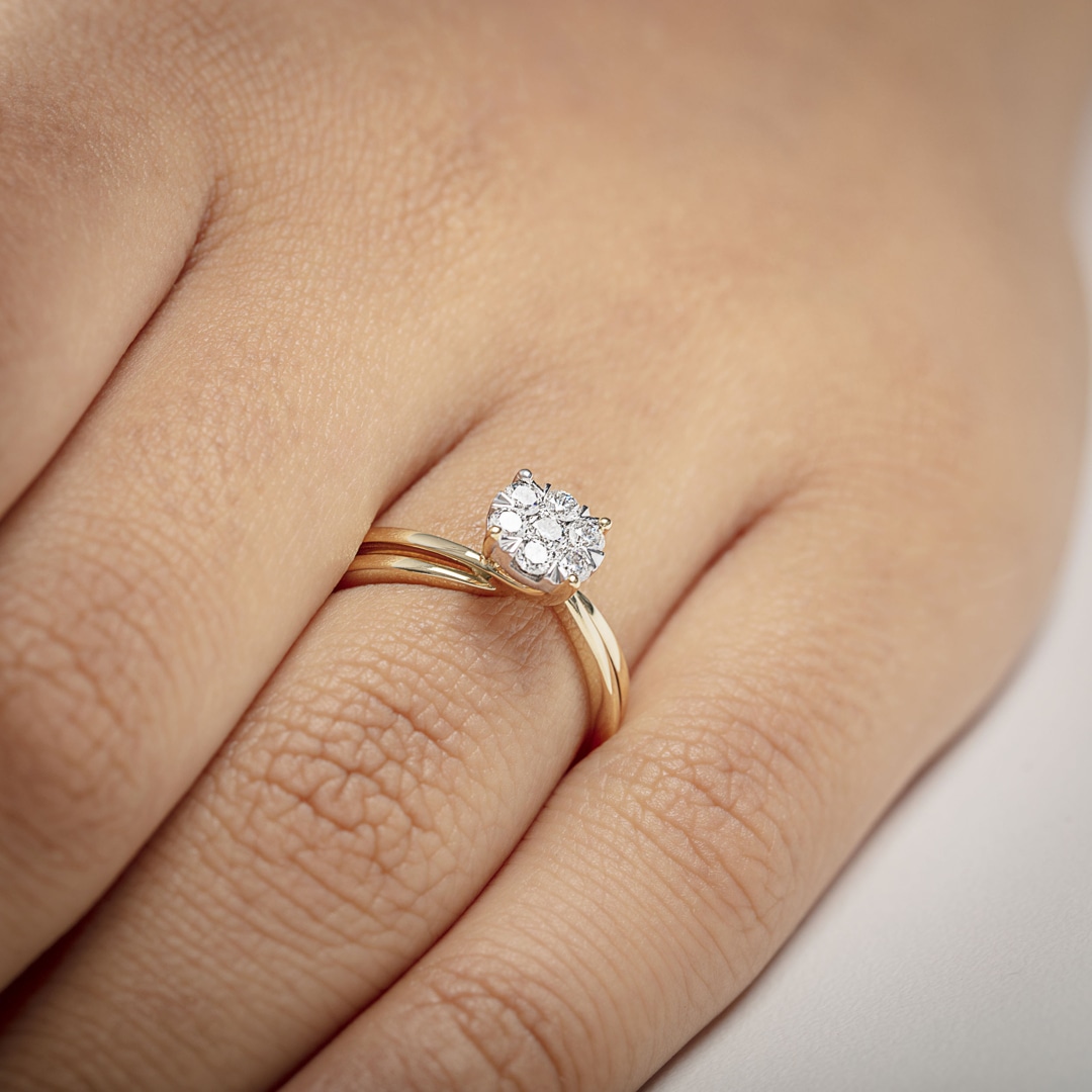 Verlobungsring 750/18 K Gelbgold mit Diamanten 0.33 ct H/si