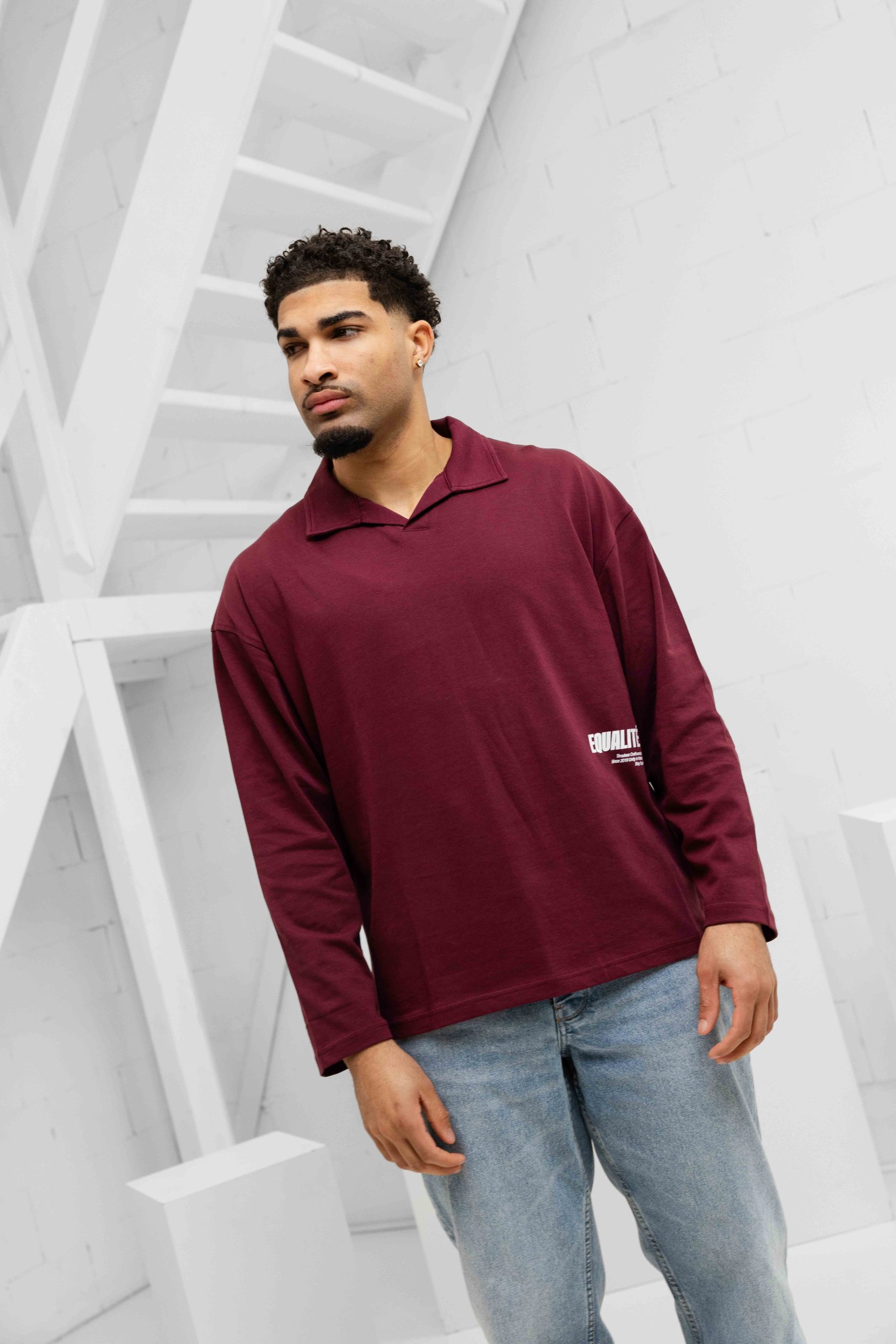 Equalite Elia Longsleeve Polo Heren Donkerrood