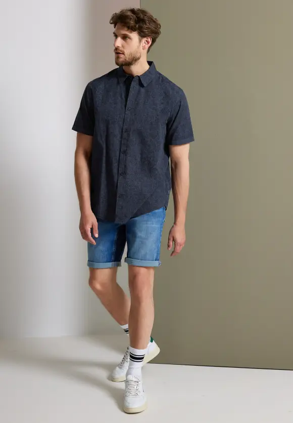 Kurzarmhemd mit Print - night blue