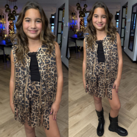 Wild studded fringe set - leopard