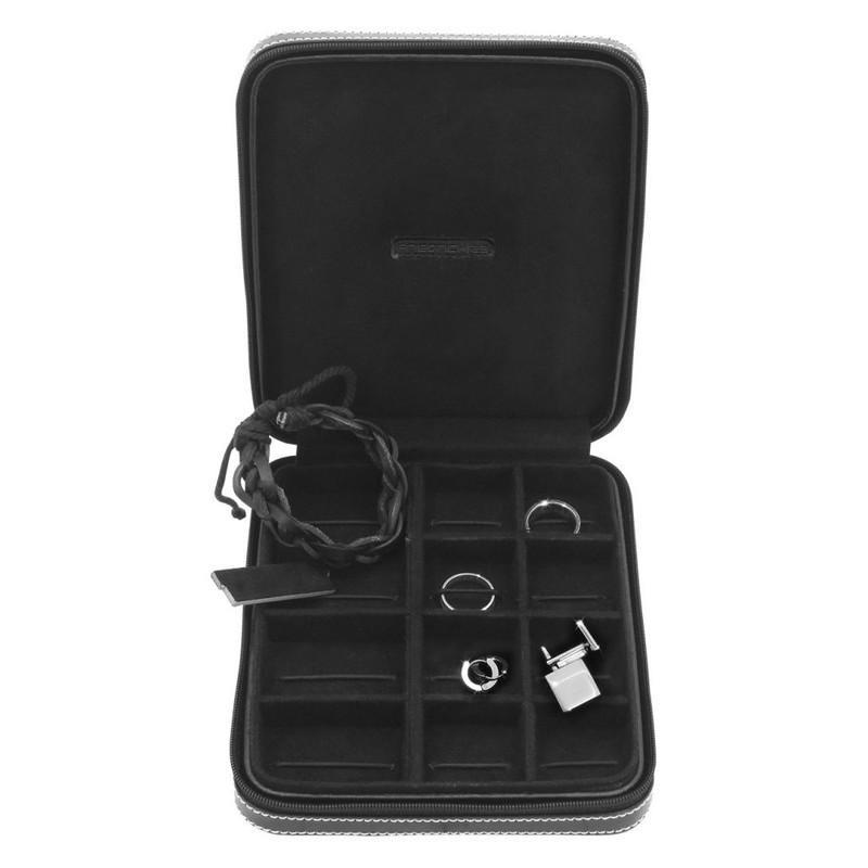 Ecrin 12 boutons de manchette, London, cuir noir