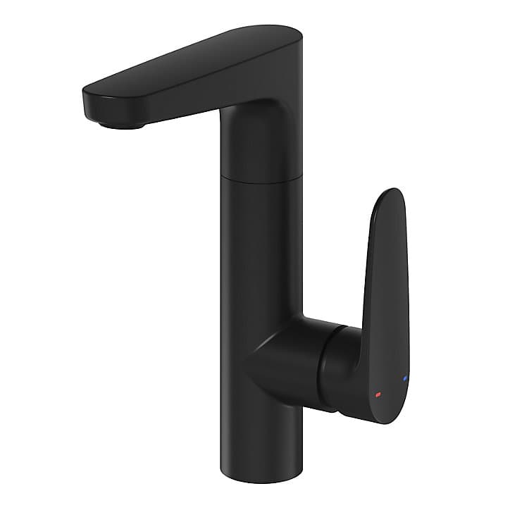 Mitigeur de lavabo noir pivotant GoodHome Cavally L