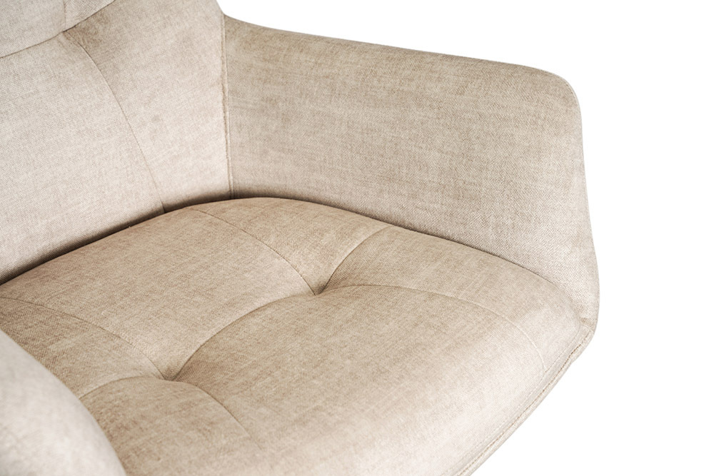 Drehbarer Design Stuhl SIGNATURE beige Samt 360° Taschenfederkern schwarz Metall