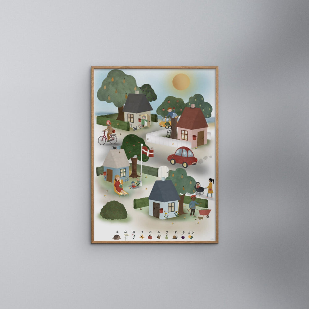Køb Poster & Frame Willero Illustration - Lille By