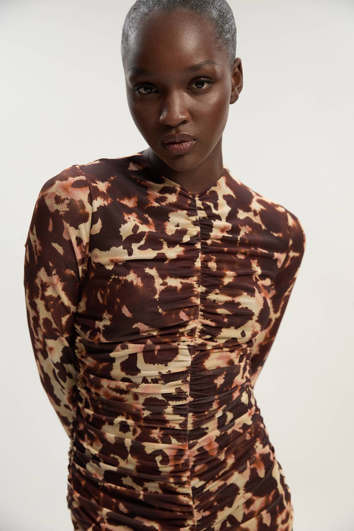KarenMillen Robe Longue en Maille à Imprimé Léopard