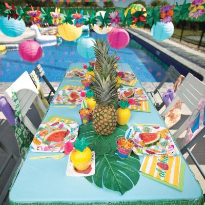 (3m) Papier Blumen Girlande Sommer Party Tropical Hawaii Dekoration Mottoparty Accessoire - Bunt