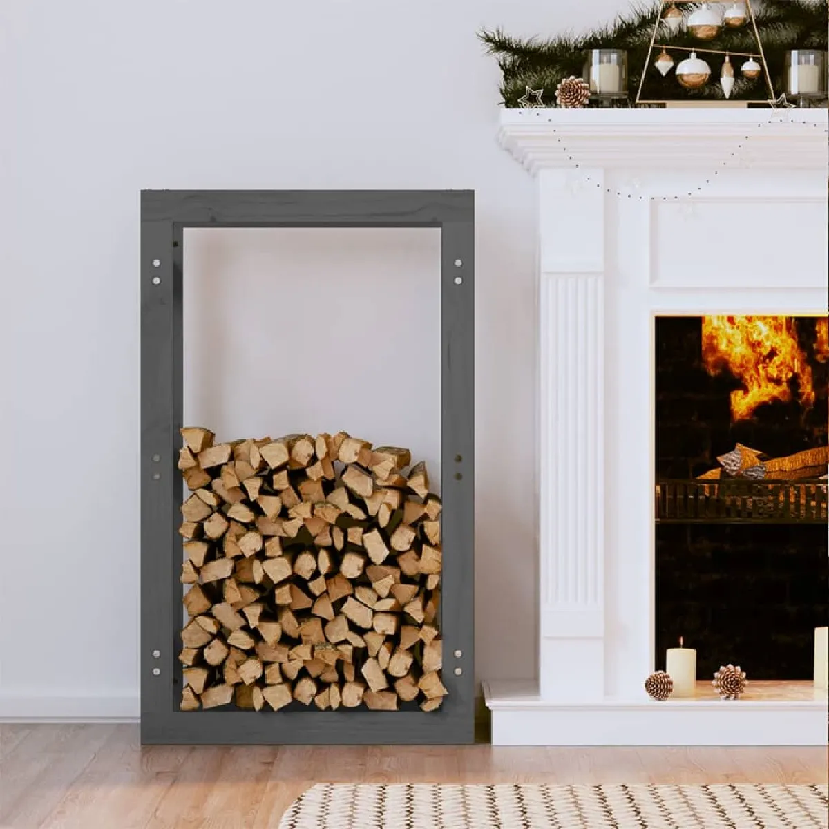 vidaXL Support bois de chauffage Gris - 60x25x100