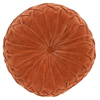 Coussin rond en velours plissé