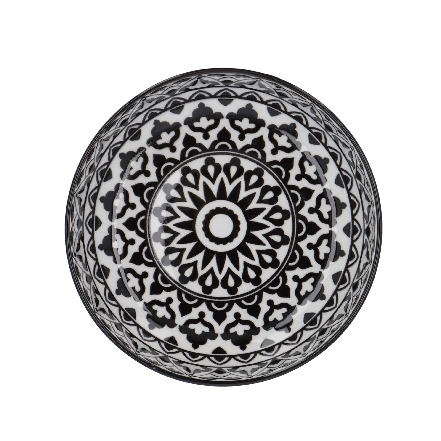 Schüssel China, flach, Orient, schw/wss, 23 cm