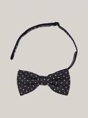 Gravata borboleta de seda Oxford com estampa de bolinhas
